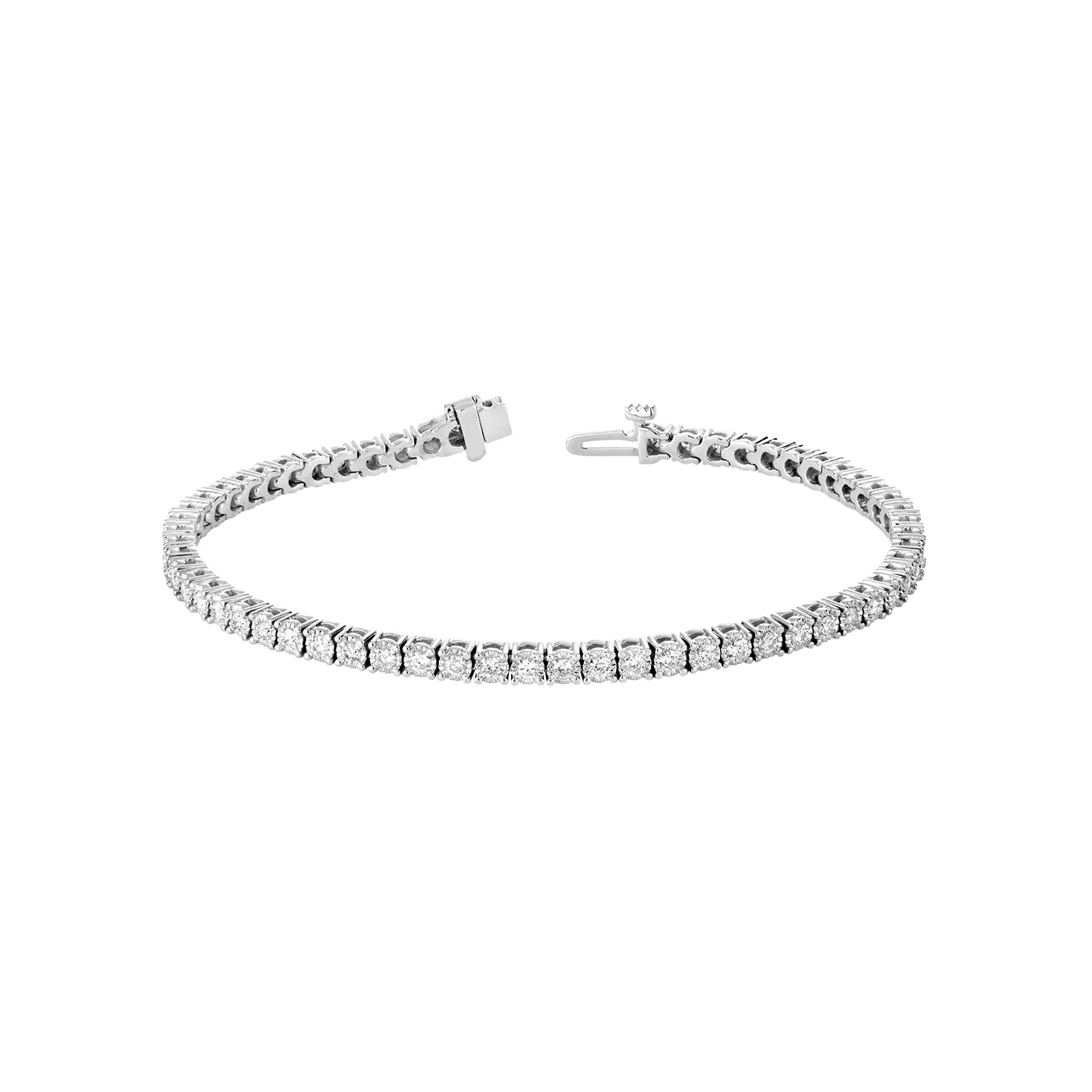 Hemsleys Collection 14K Bracelet de tennis avec diamant rond et illusion