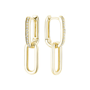 Hemsleys Collection 14K Boucles d'oreilles Paperclip avec diamant rond