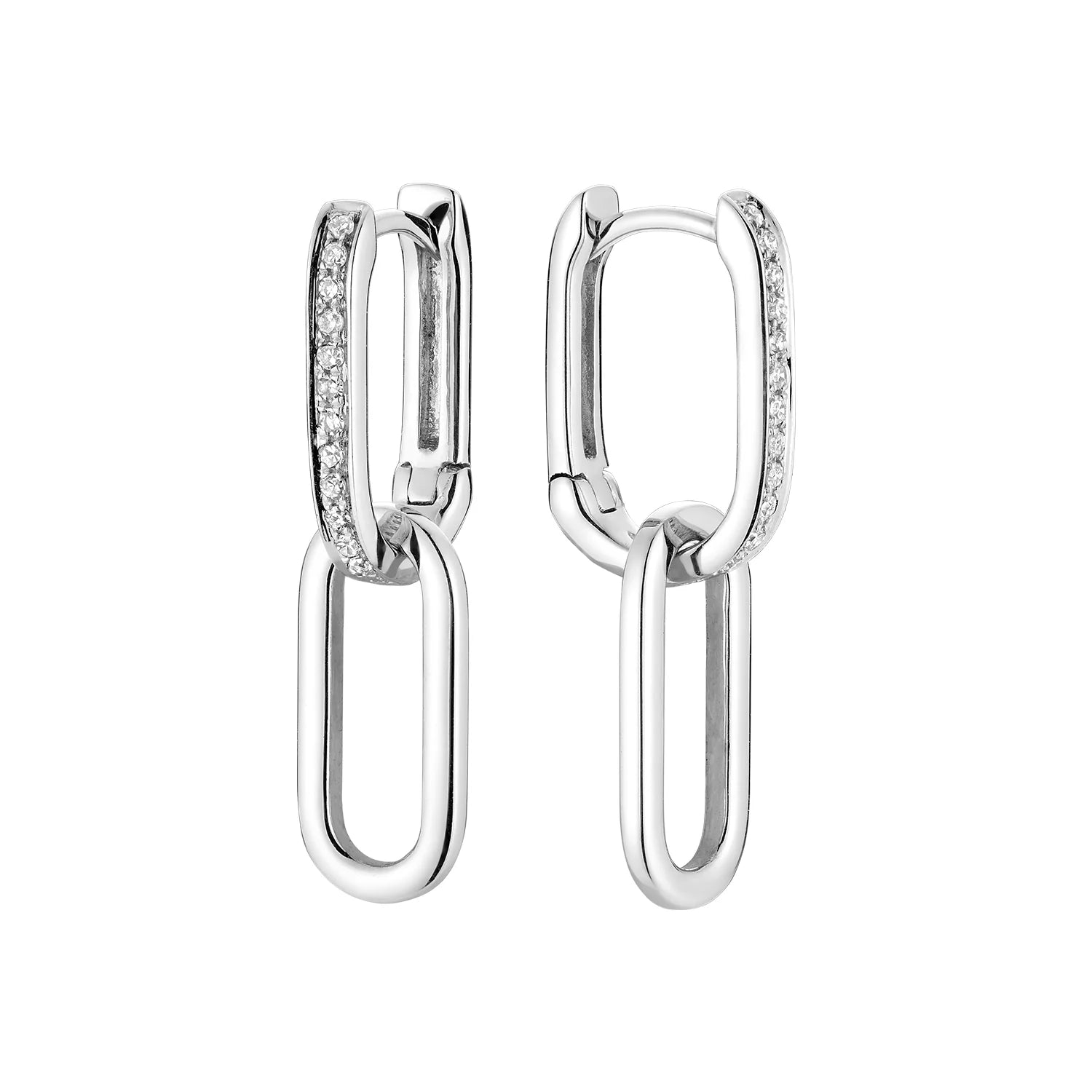 Hemsleys Collection 14K Boucles d'oreilles Paperclip avec diamant rond