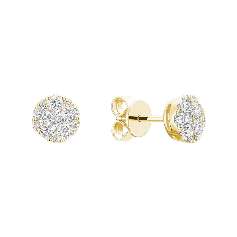 Hemsleys Collection 14K - Boucles d'oreilles avec serti de diamants ronds et illusion