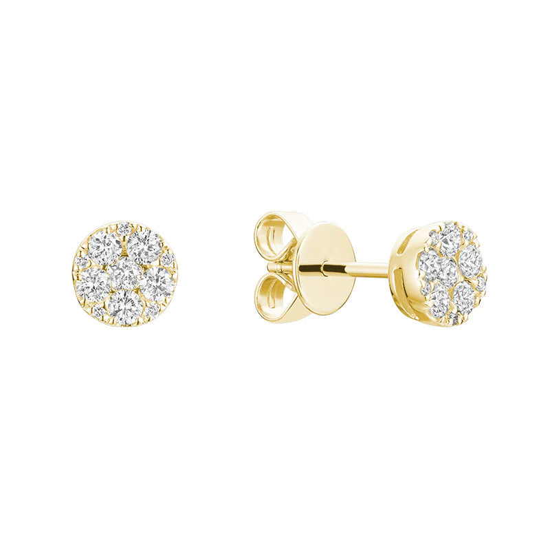 Hemsleys Collection 14K - Boucles d'oreilles avec serti de diamants ronds et illusion