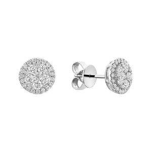 Hemsleys Collection 14K - Boucles d'oreilles serties de diamants ronds et d'un halo de diamants ronds