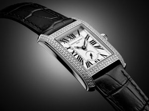 Frederique Constant Classics Carrée Quartz (cadran argenté / 36mm x 25mm / lunette diamant)