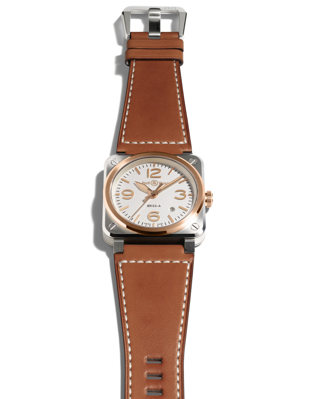 Bell & Ross BR 03 White Steel & Gold Automatic BR03A-WH-STPG/SCA (White Dial / 41mm)