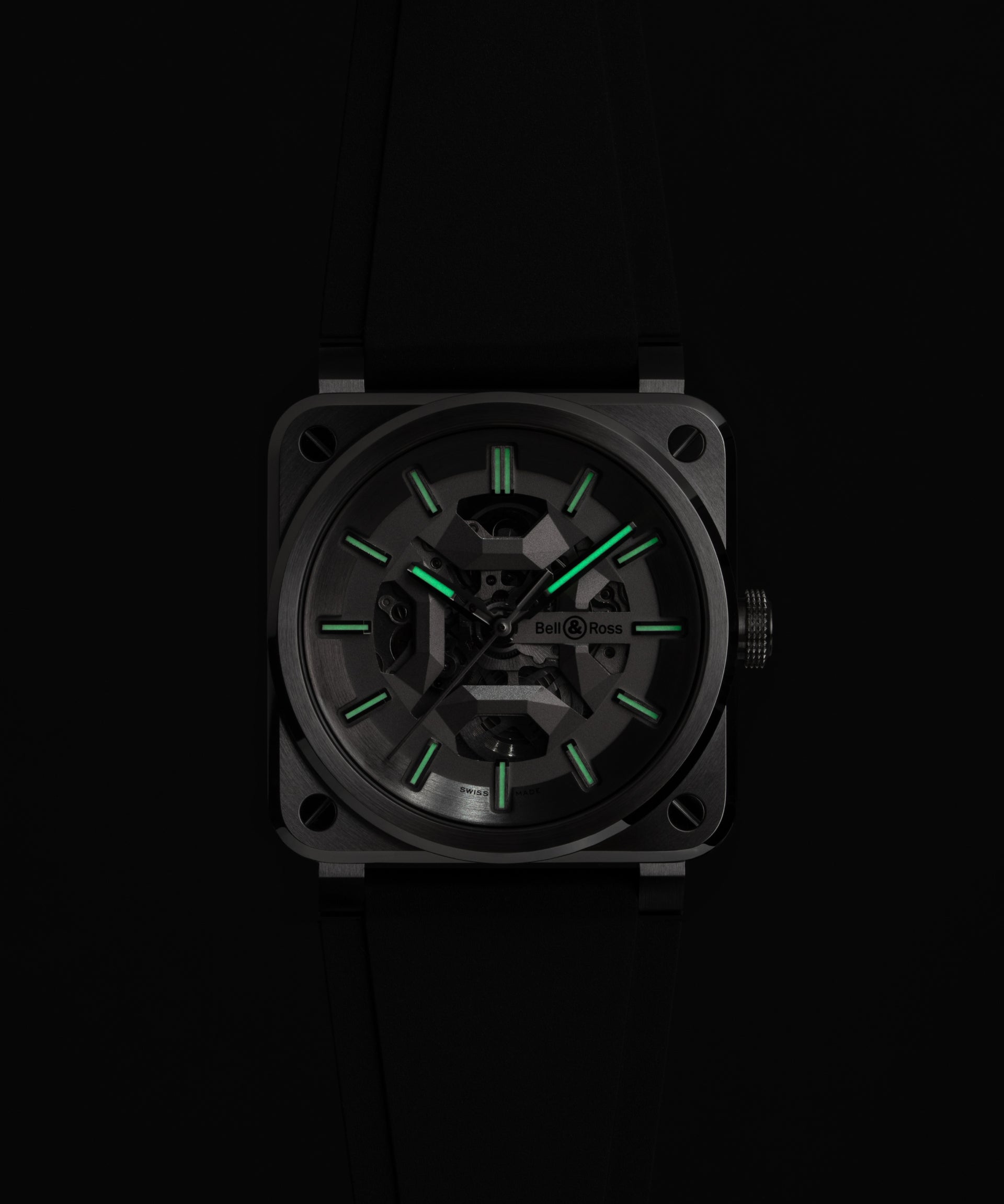 Bell & Ross BR 03 Skeleton Grey Steel Limited Edition Automatic BR03A-GR-SKST/SRB (Silver Dial / 41mm)