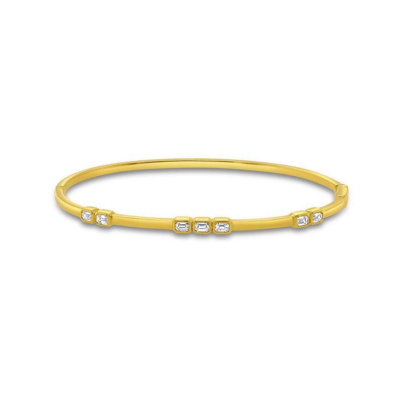 Uneek 18K Emerald Diamond Bezel Set Stackable Bangle