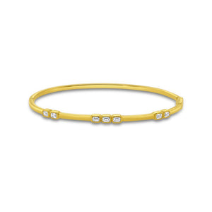 Uneek 18K Emerald Diamond Bezel Set Stackable Bangle