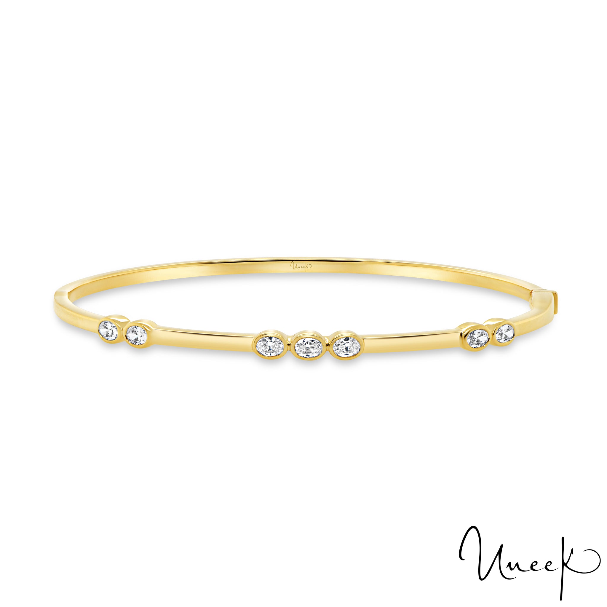 Uneek 18K - Bracelet empilable serti de diamants ovales