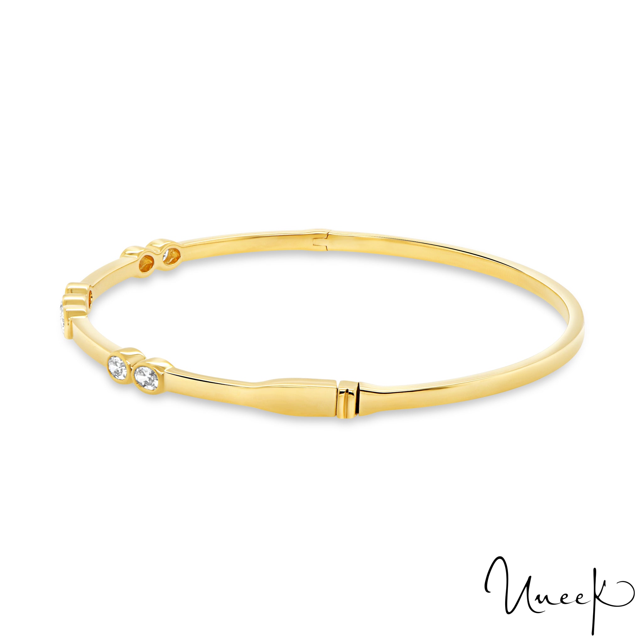 Uneek 18K - Bracelet empilable serti de diamants ovales