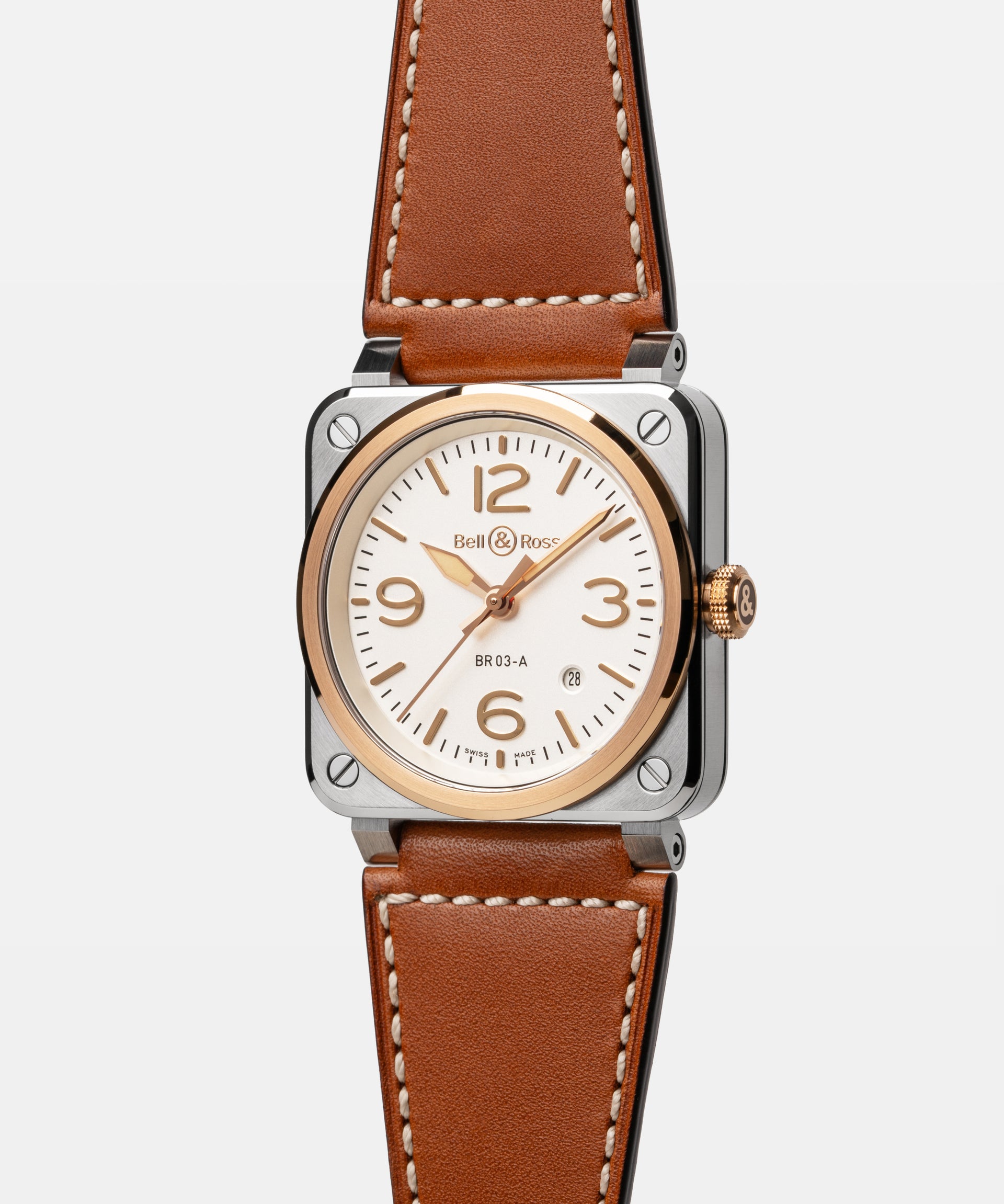 Bell & Ross BR 03 White Steel & Gold Automatic BR03A-WH-STPG/SCA (White Dial / 41mm)