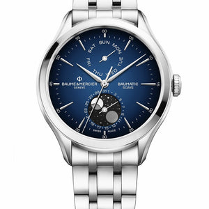 Baume Et Mercier Clifton Baumatic Day Date Moonphase Automatic (Cadran bleu / 42mm)