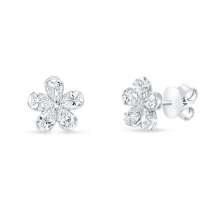 Uneek 18K - Boucles d'oreilles fleurs pétales en forme de poire avec diamants