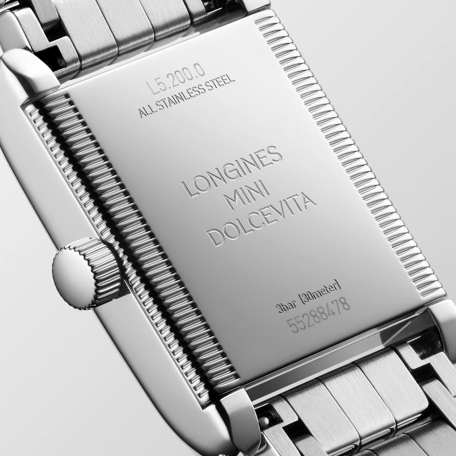 Longines Mini Dolcevita Quartz (cadran argenté / 21.5mm x 29mm / lunette diamant)