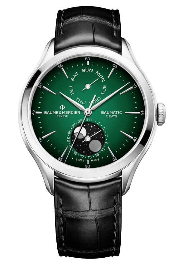 Baume Et Mercier Clifton Baumatic Day Date Moonphase Automatic (Cadran vert / 42mm)