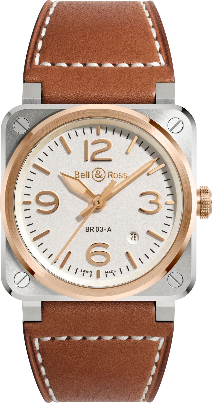 Bell & Ross BR 03 White Steel & Gold Automatic BR03A-WH-STPG/SCA (White Dial / 41mm)
