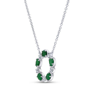 Uneek Pendentif Cercle de vie en émeraude verte ovale et diamant rond 18KW