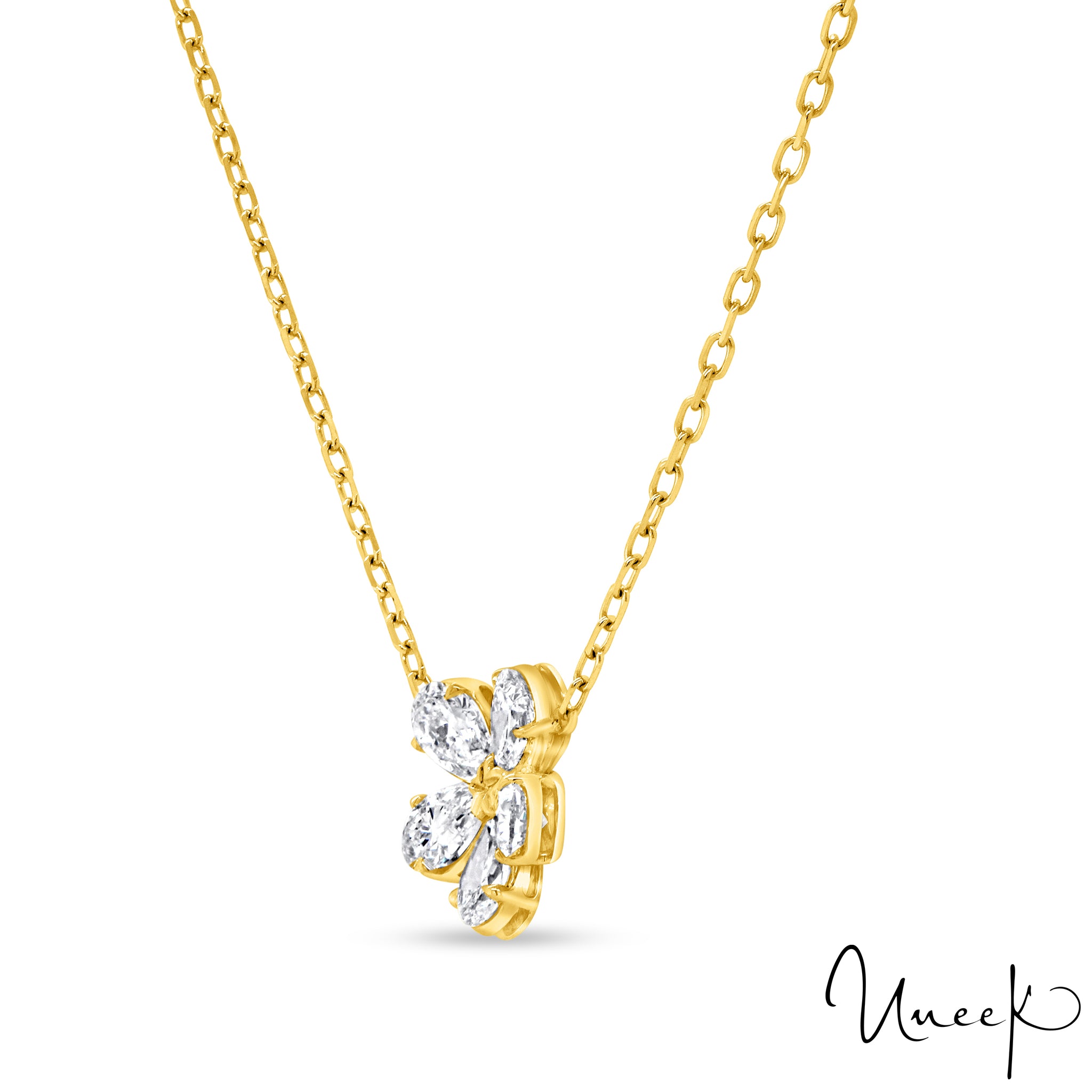 Uneek 18K Pendentif fleur de pétale en forme de poire avec diamant