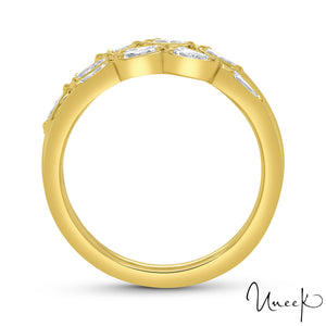 Uneek Bague de mode à trois rangs de diamants en forme de poire 18K