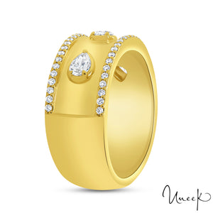 Uneek 18K Pear-Shape Diamond Bezel Set Cigar Fashion Band