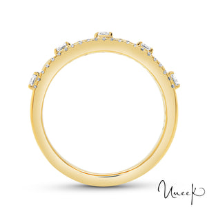 Uneek 18K Bague à chaton serti de diamants taille émeraude et de diamants en serti clos