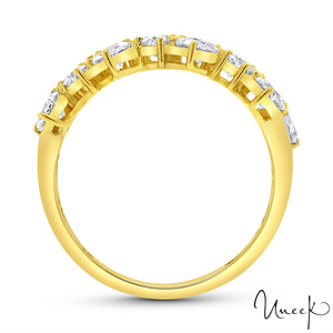 Uneek Bague à deux rangs en diamant poire et diamant rond 18K