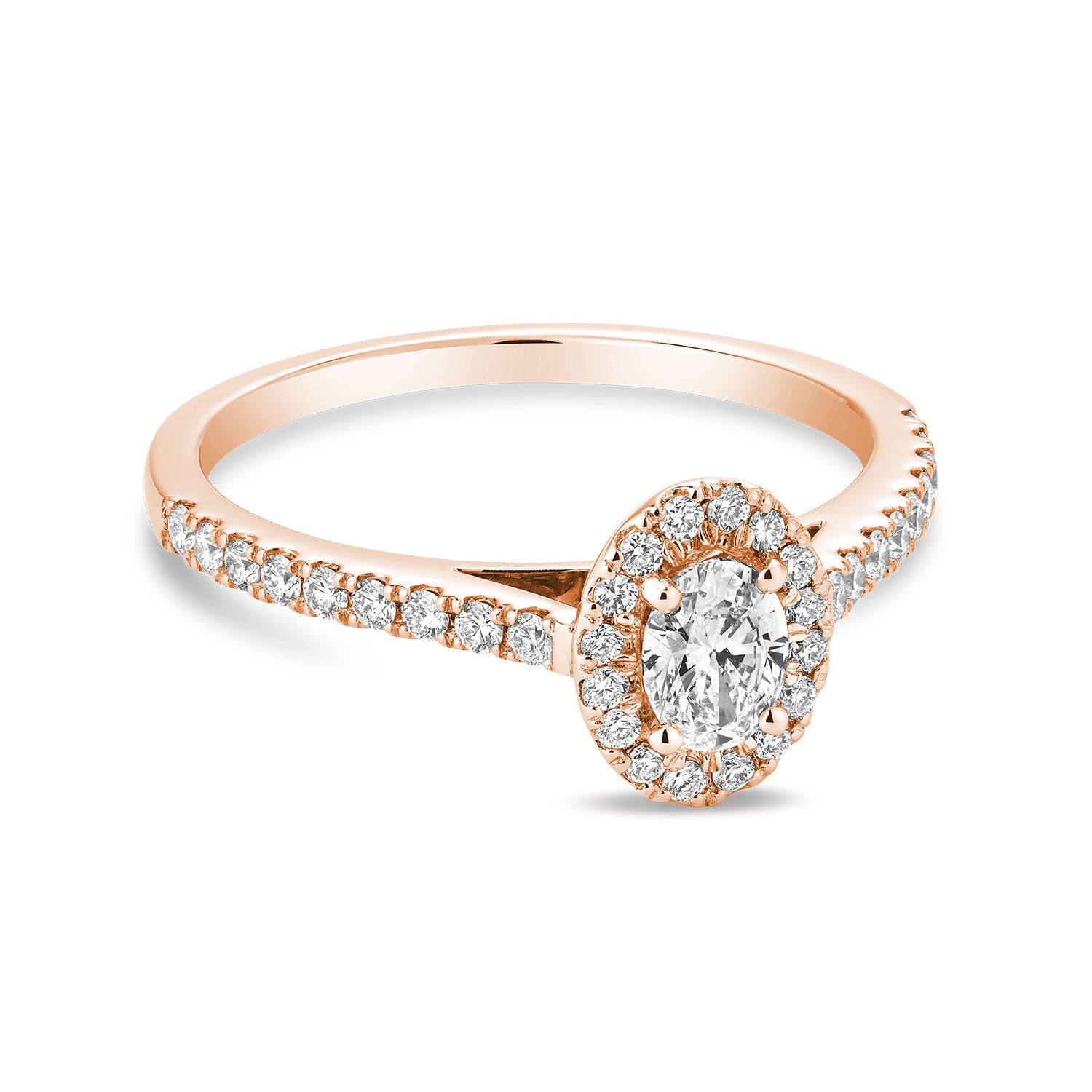 Collection Hemsleys Bague de fiançailles en diamant de forme ovale 14K avec un halo de forme ovale