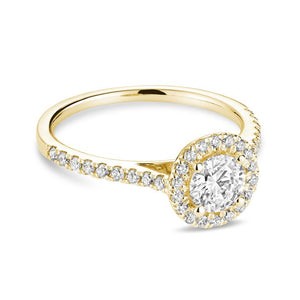 Bague de fiançailles à diamant rond de la collection Hemsleys 14K avec halo rond