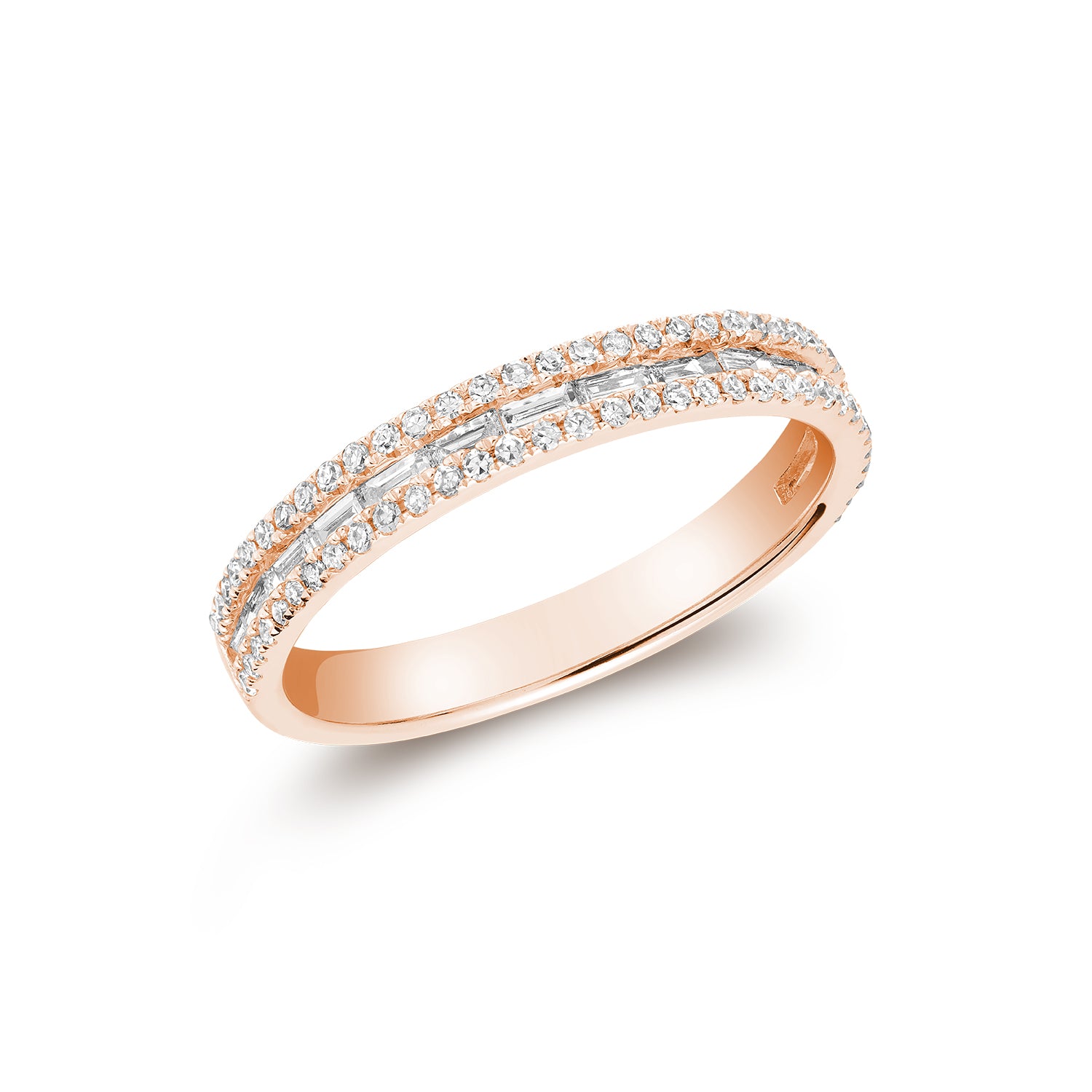 Bague de baguette de la collection Hemsleys, sertie d'un diamant 14K