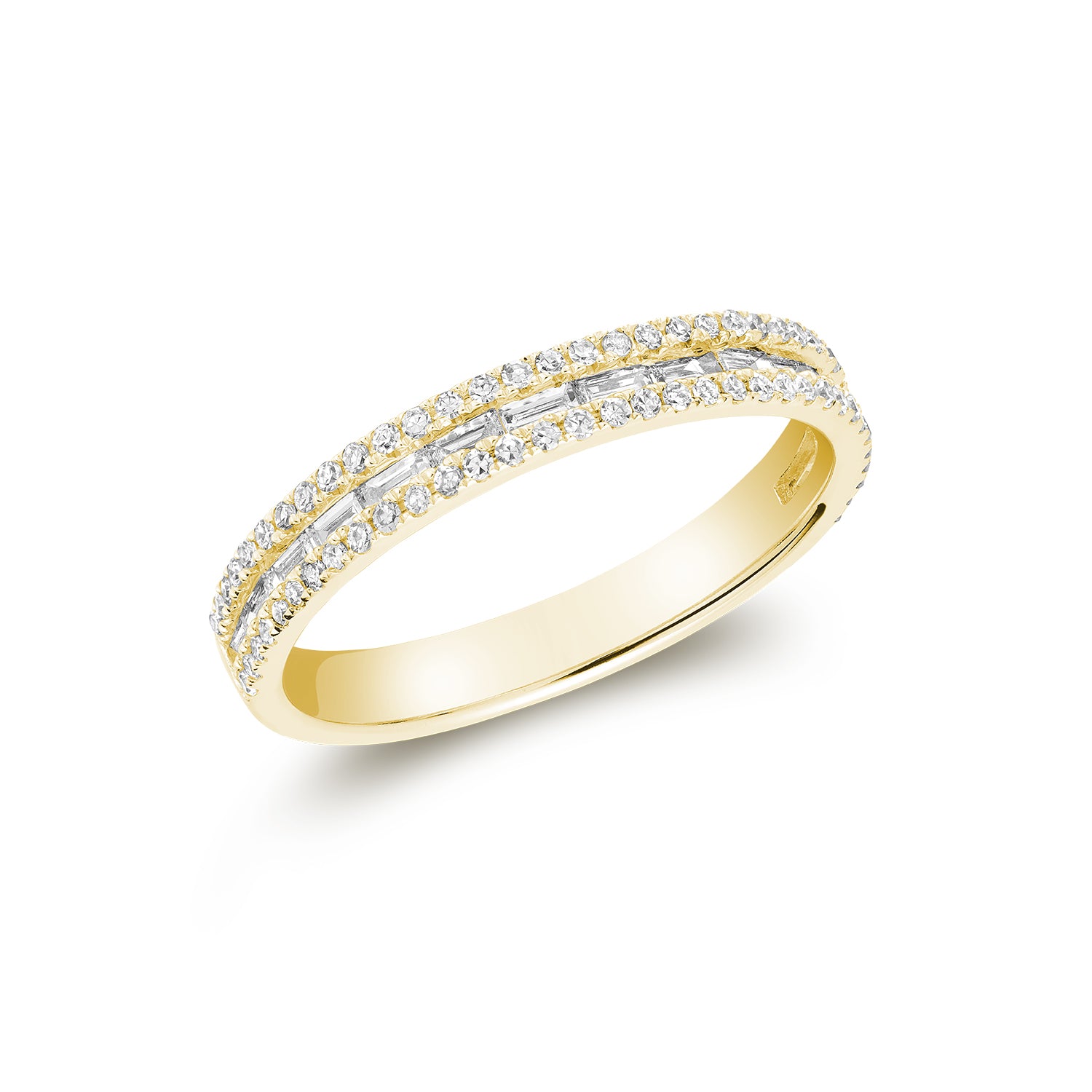 Bague de baguette de la collection Hemsleys, sertie d'un diamant 14K