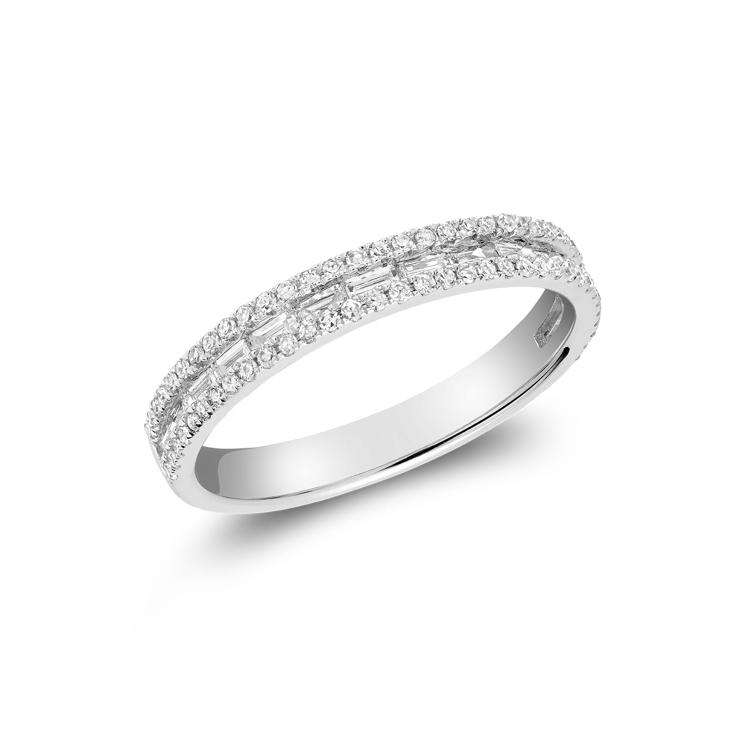 Bague de baguette de la collection Hemsleys, sertie d'un diamant 14K