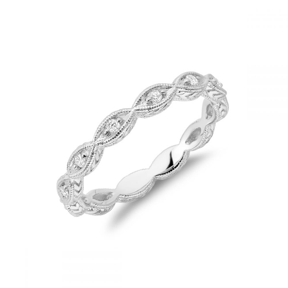 Hemsleys Collection 14K Round Diamond Marquise Shape Milgrain Eternity Band