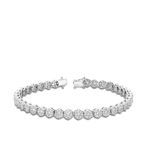 Collection Hemsleys 14K Illusion de fleurs serties Bracelet de tennis rond en diamant