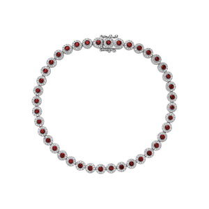 Hemsleys Collection 14KW Rubis rond et diamant Bracelet de tennis Halo rond