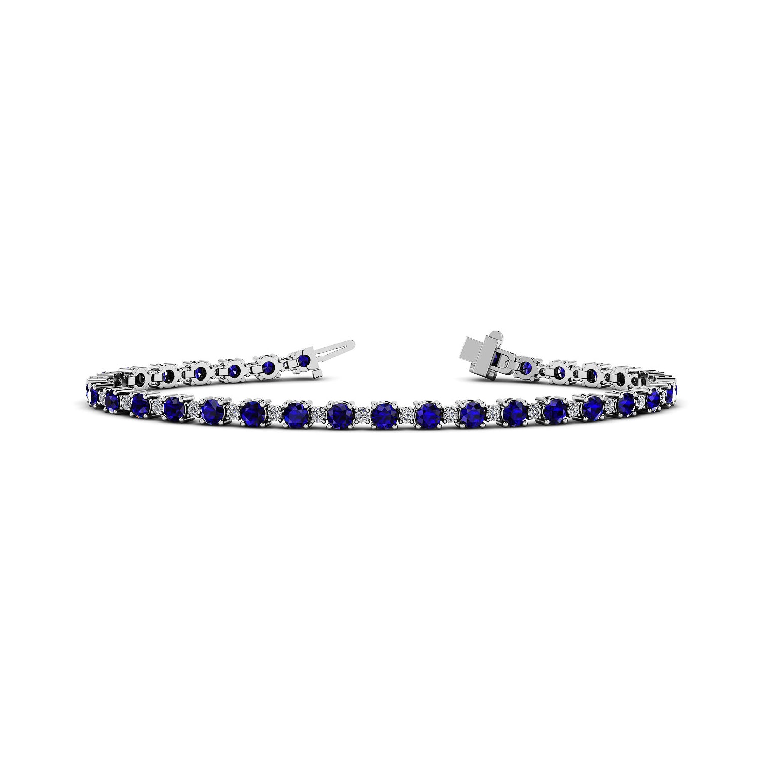 Collection Hemsleys - Bracelet tennis 14KW saphir bleu et diamant