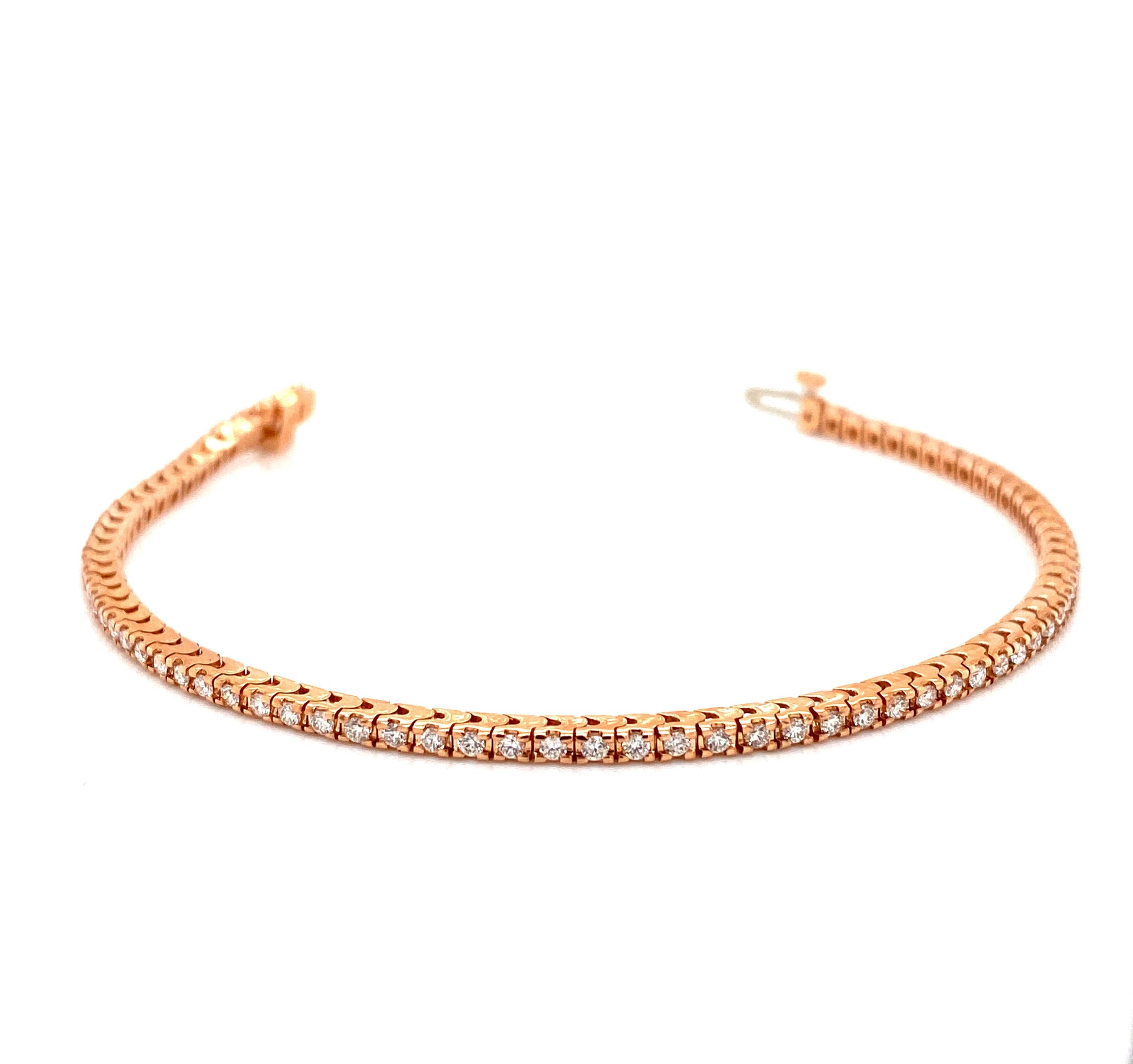 Hemsleys Collection 14K Bracelet de tennis rond à quatre dents en diamant