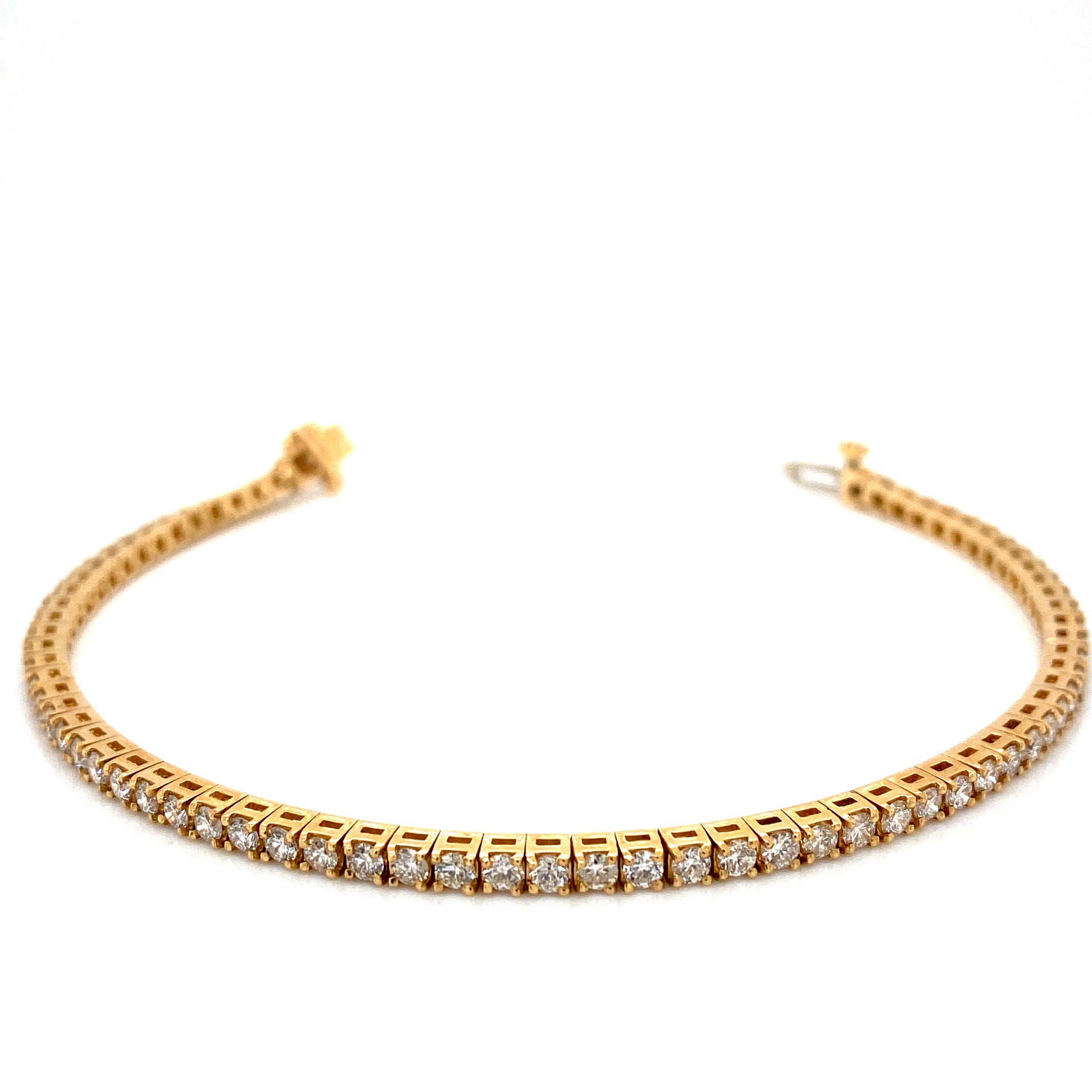 Hemsleys Collection 14K Bracelet de tennis rond à quatre dents en diamant