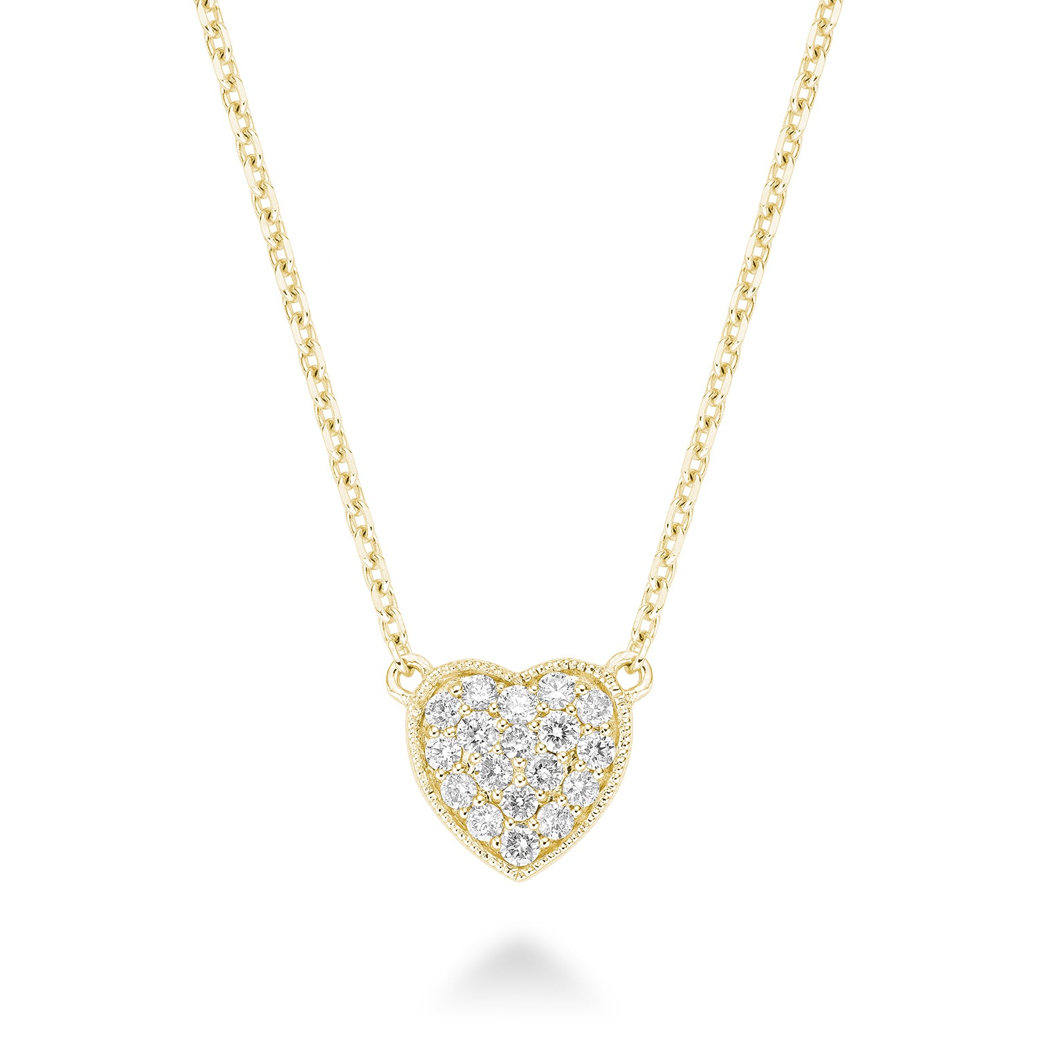 Collier coeur en pavé de micro diamants 14K de la collection Hemsleys