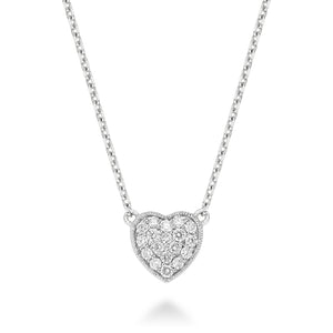 Collier coeur en pavé de micro diamants 14K de la collection Hemsleys