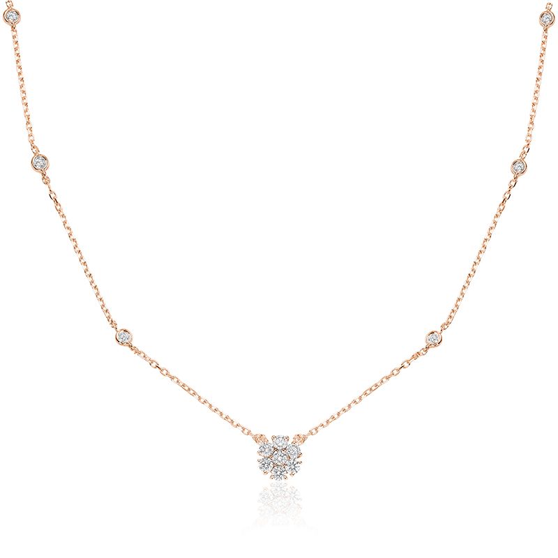 Collier rond en diamant de la collection Hemsleys 14K, serti d'illusions de fleurs