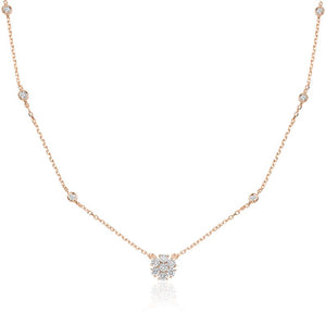 Collier rond en diamant de la collection Hemsleys 14K, serti d'illusions de fleurs