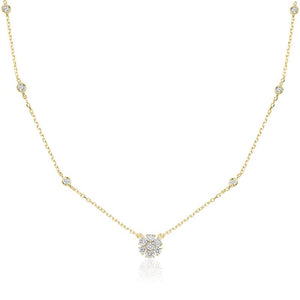 Collier rond en diamant de la collection Hemsleys 14K, serti d'illusions de fleurs