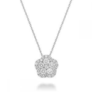 Collection Hemsleys Ensemble d'illusion de fleur en diamant 14K et pendentif en forme de halo en forme de fleur