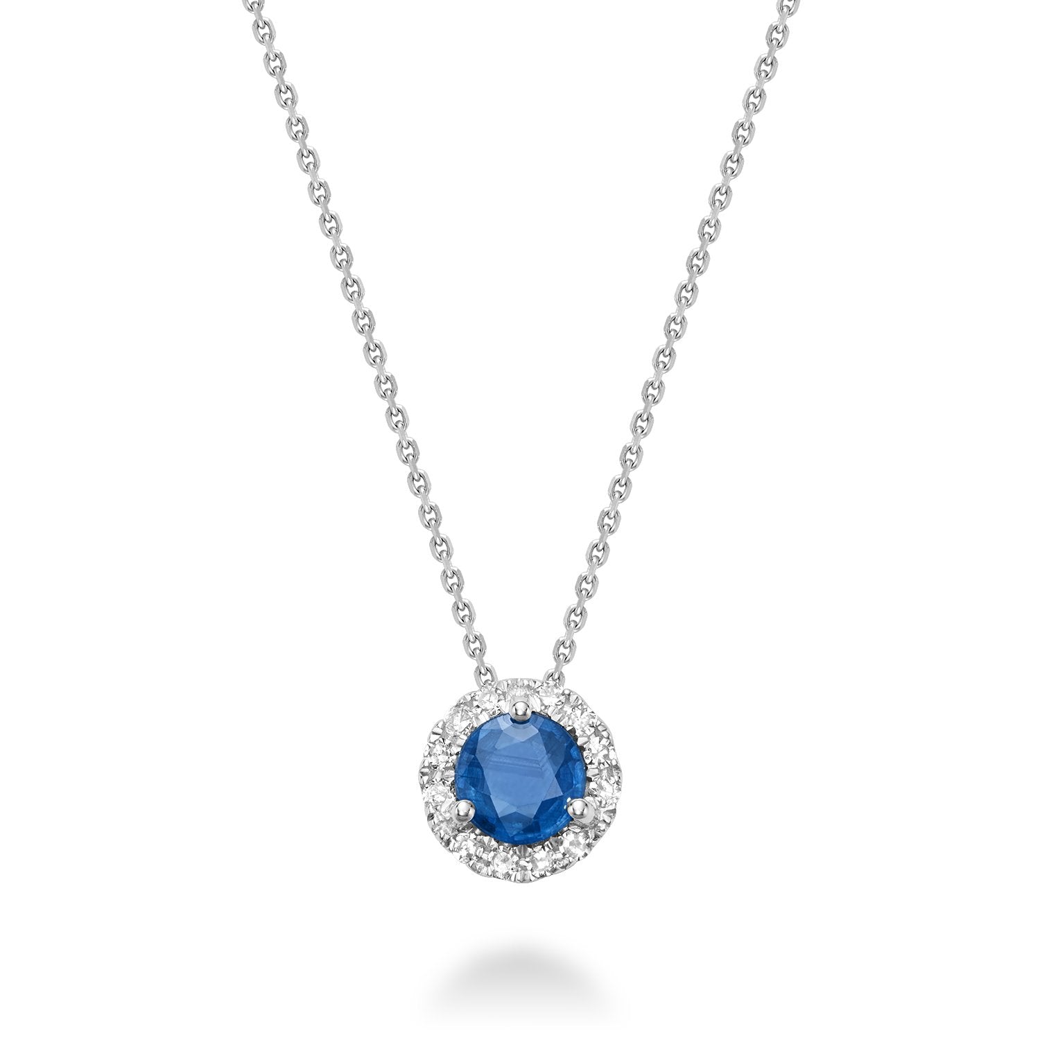 Collection Hemsleys Pendentif 14K saphir bleu rond et diamant Halo Martini Set