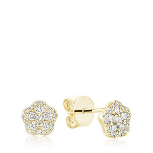 Collection Hemsleys Boucles d'oreilles en diamant 14K avec illusions de fleurs