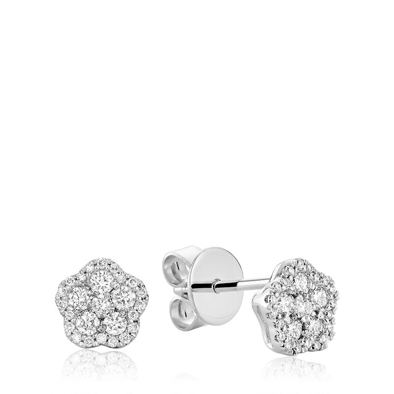 Collection Hemsleys Boucles d'oreilles en diamant 14K avec illusions de fleurs