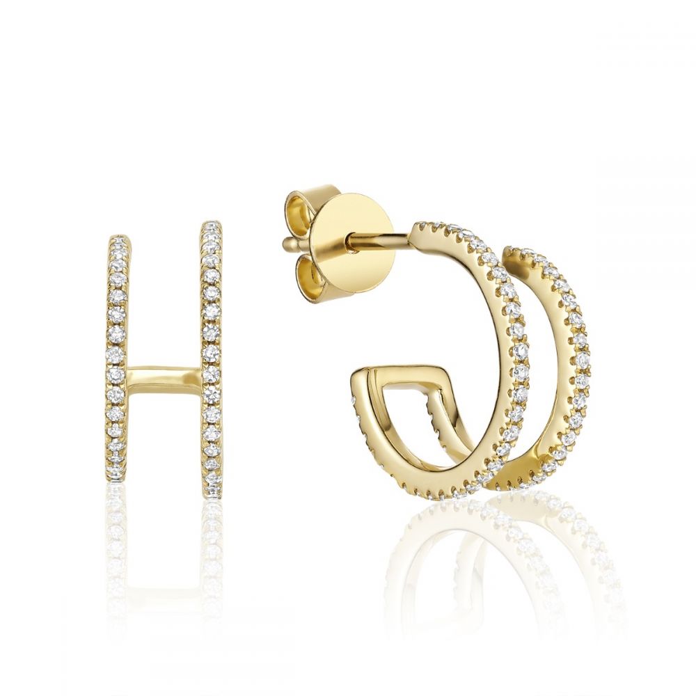 Boucles d'oreilles double cerceau en diamant 14K de la collection Hemsleys