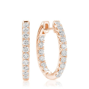Collection Hemsleys Boucles d'oreilles en forme de diamant rond ovale de 14 carats avec cerceau intérieur/extérieur
