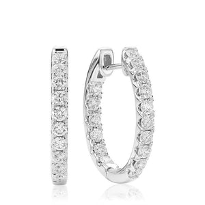 Collection Hemsleys Boucles d'oreilles en forme de diamant rond ovale de 14 carats avec cerceau intérieur/extérieur
