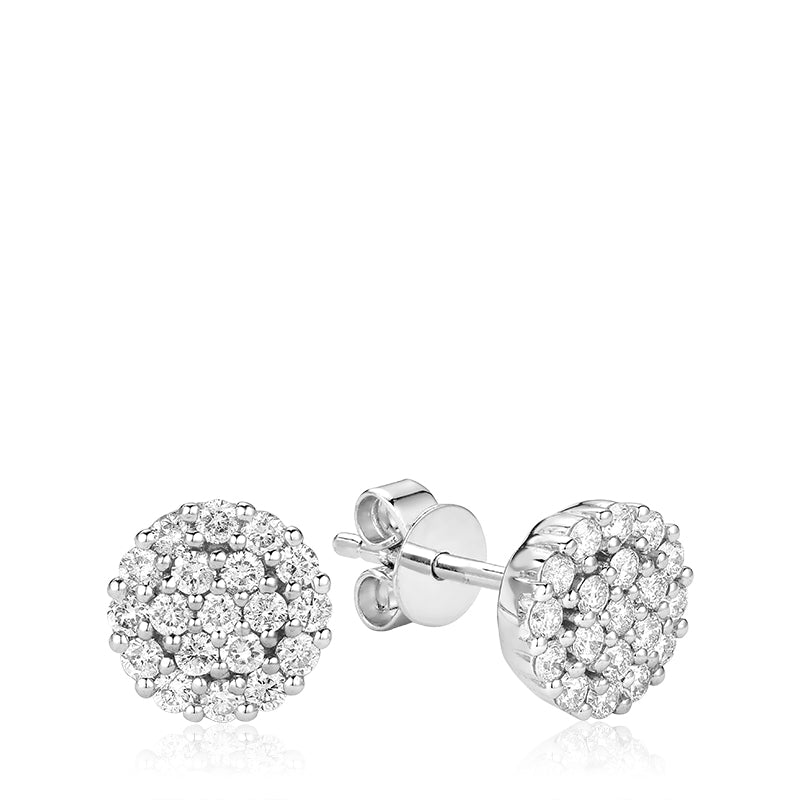 Hemsleys Collection 14K Diamond Flower Illusion Set & Round Diamond Halo Stud Boucles d'oreilles