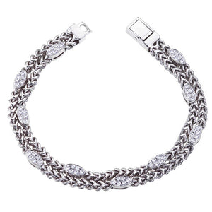 Collection Hemsleys - Bracelet en diamant 14K à dix stations de forme ovale et à double maillon de chaîne